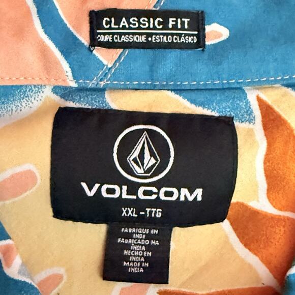 Volcom Mens Button Up Shirt XXL Leaf Pit Floral Short Sleeve Classic Fit - Picture 2 of 12